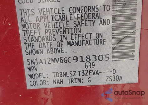 2016 Nissan Rogue Sl z USA, uszkodzony, nr VIN 5N1AT2MV6GC918305